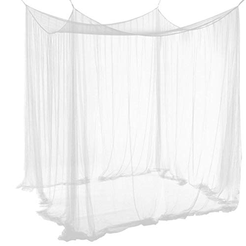 Qucover Baldachin aus Polyester, Schöner Betthimmel, Größe Mückennetz, Moskitonetz für Doppelbett, Weiß, 210 x 190 x 240 cm