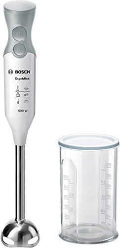Bosch Ergonomischer MSM66110 Stabmixer mit Zubehör(600 W, edelstahl-Mixfuß) weiß/telegrau