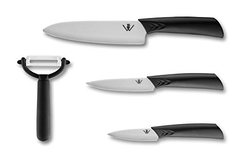 Weisenstein & Emrich Keramikmesser Set, Keramik, Schwarz, Weiß, 3 Messer und 1 Schäler