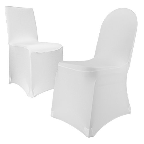 Stuhlhusse Stretch bügelfrei, Stuhlbezug, Universal für runde und eckige Stuhllehne (Weiß)