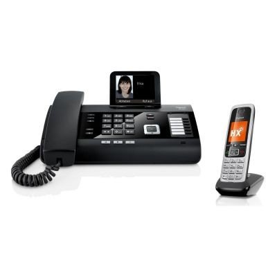 Gigaset DL500A + C430HX Telefon Kombi - Telefon / Schnurlostelefon - mit Farbdisplay - Freisprechfunktion - Anrufbeantworter / Dect Telefon - platin / schwarz