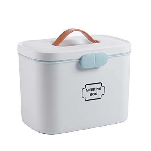 Ysoom Medizinbox 27 x 18 x 17 cm Plastik Erste Hilfe Box Aufbewahrungskasten Medizin Box mit Griff mit herausnehmbarem Ablagefach Arzneimittelbox Medikamentenbox Organizer (Grey)