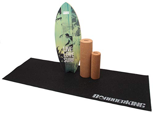 Indoorboard Wave Set Balance Board Skateboard Surfboard Balanceboard (Green, 150 mm x 45 cm (Korkrolle))