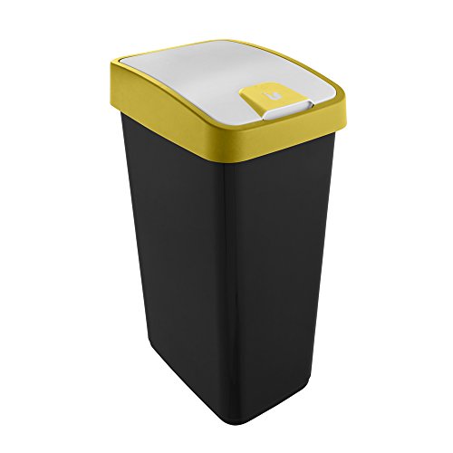 keeeper Premium Abfallbehälter mit Flip-Deckel, Soft Touch, 45 l, Magne, Gelb