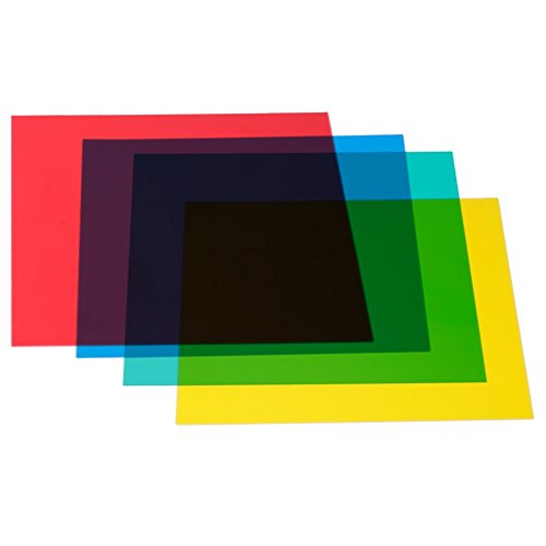 Neewer 30x30 cm Farbfilter Set Gel Farbkorrektur Licht Filter, 4 Stück Plastikfolien:Rot, Gelb, Grün, Blau, Farbfolien für Kamera Speedlite