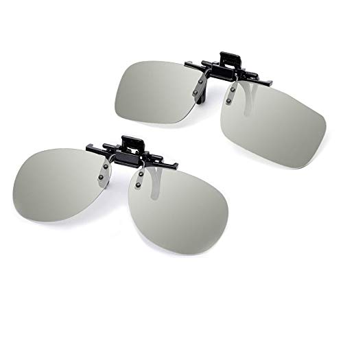 ShipeeKin 2X Passive 3D Brillen Clips, 3D Brillen für Brillenträger kompatible mit Allen RealD 3D Kinos (eine zirkulare 3D-Polarisationsbrille und eine quadratische 3D-Polarisationsbrille inklusiv)