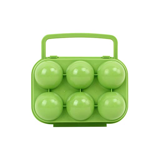 BESPORTBLE Eier Aufbewahrungsbox mit Griff Tragbare Eierbox Eierbehälter Eierträger Vorratsdose für Outdoor Picknick Camping Wandern 6 Gitter (Grün)