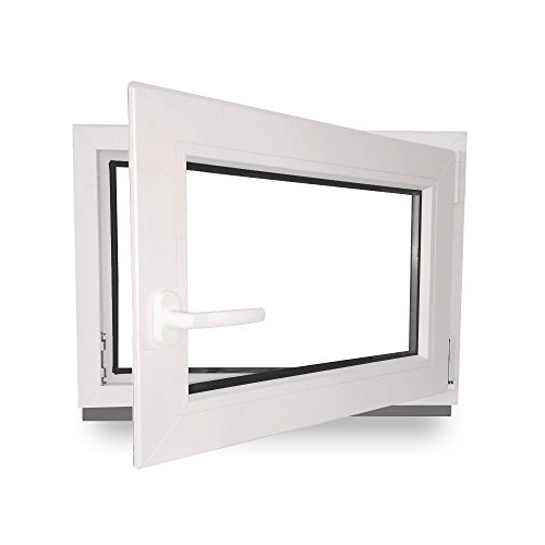 Kellerfenster - Kunststoff - Fenster - weiß - BxH: 80x40 cm - DIN rechts - 3-fach-Verglasung - 60mm Profil - verschiedene Maße