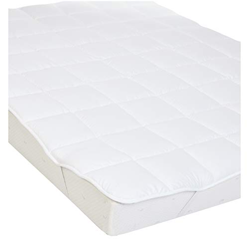 AmazonBasics - Weiche Matratzenauflage mit Mikrofaser-Polyester-Füllung und Riemen, 90 x 200 cm, Weiß