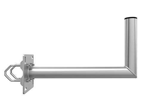 PremiumX Balkon-Ausleger Aluminium Geländer Balkon-Halterung für Satelliten-Schüssel SAT-Antenne Wand-Halter mit Schellen Mast-Auslage 45 cm