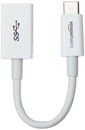 AmazonBasics - Adapterkabel, USB-Typ-C-Stecker auf USB-Buchse, USB 3.1, 1. Generation, Weiß