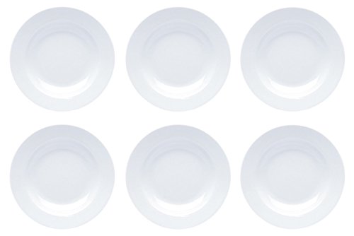 Teller Porzellan Weiß Speiseteller Suppenteller Dessertteller Pastateller Schüssel 6 Stück Set Modell-Auswahl, Modell:22 cm Ø Teller tief