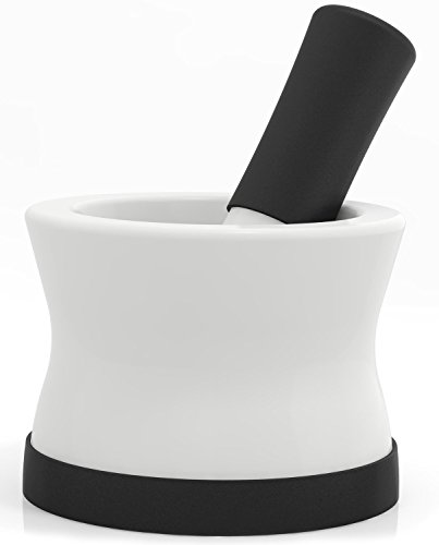 EZ-Grip Mörser und Stößel aus Keramik und Silikon Mit Abnehmbarem Rutschfesten Silikon-Fuß - Spülmaschinenfest von Cooler Kitchen