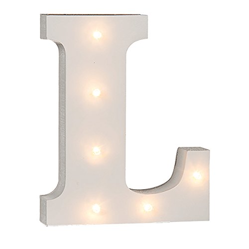 schenken-24 Beleuchtete Buchstaben (A - Z) mit LED-Birnchen, weiß, ca. 16 cm Höhe, Buchstaben:L