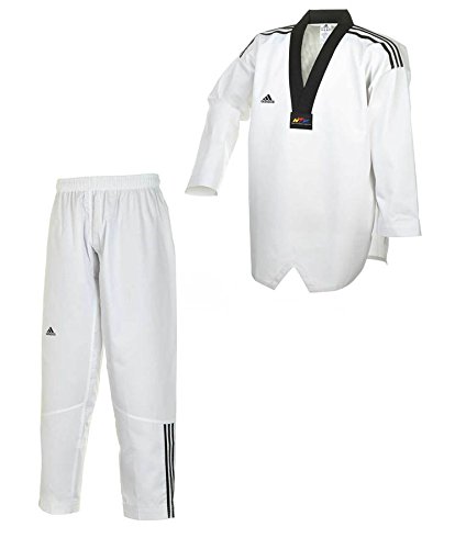 adidas Dobok Adiclub 3S - schwarzes Revers Taekwondo-Anzug (170) (190)