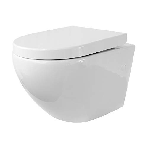 Redonde Design Hänge WC spülrandlos Toilette inkl. Duroplast WC Sitz mit Softclose Absenkautomatik + abnehmbar