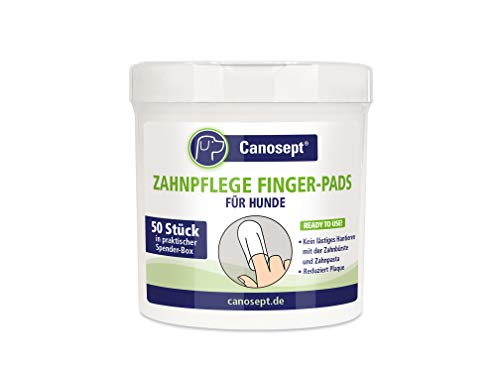 Canosept Zahnpflege Finger-Pads für Hunde / Fingerling für effektive Reinigung, Mundhygiene und frischen Atem / Reduziert Plaque / 50 Stück