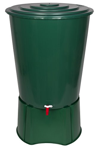 Kreher XL Regentonne 310 Liter aus Kunststoff in Grün. Mit sehr robustem Monoblock Stand, Wasserhahn und Deckel mit Sicherheitsverschluss! Top Qualität