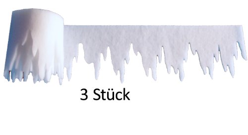 Eiszapfen aus Schneewatte 500 x 30 x ca.2 cm 3er Pack, Gesamtlänge: 15 m (EUR 1,98/m), schwer entflammbar DIN 4102 B1