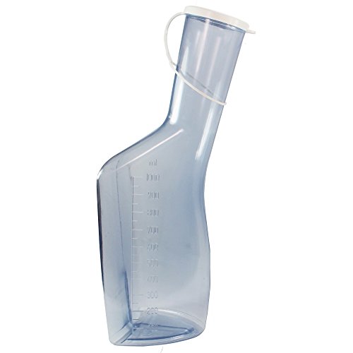 Urinflasche für Männer, Beschreibung:Glasklar mit weißem Deckel