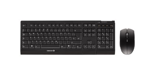 Cherry JD-0400DE-2 drahtlose Tastatur (Deutsch, USB) mit optische Maus (1000dpi, 3-Tasten) schwarz