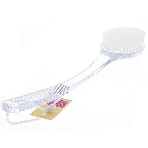 Badebürste Kosmetex farbig, transparent, hygienisch Robuste Kunststoff Plastik Saunabürste mit langem Stiel, Klar