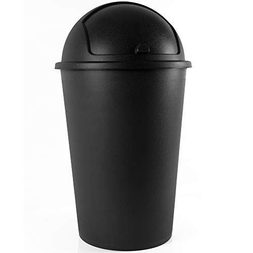 Deuba Abfalleimer 50L mit Schiebedeckel 68cm x 40cm schwarz - Mülleimer Müllbehälter Abfallbehälter I Büro Küche Bad