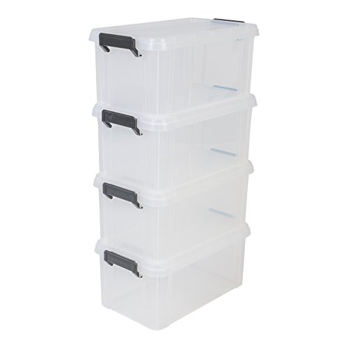 IRIS, 4er-Set Aufbewahrungsboxen / Kisten mit Deckel / Stapelboxen 'Multi Box', MBX-6, Kunststoff, transparent, 6 L, 36,5 x 21,4 x 16,5 cm