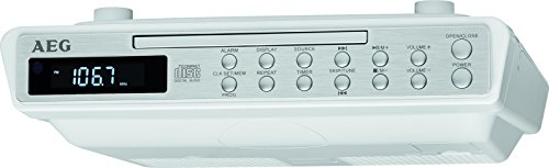 AEG KRC 4376 CD Stereo-Küchenradio mit CD im Edelstahldesign, Aux-In, 20 Senderspeicher weiß
