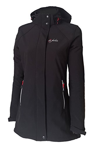 Dry Fashion Damen Softshell Mantel Sylt tailliert Regenmantel Regenjacke, Farbe:schwarz, Größe:40