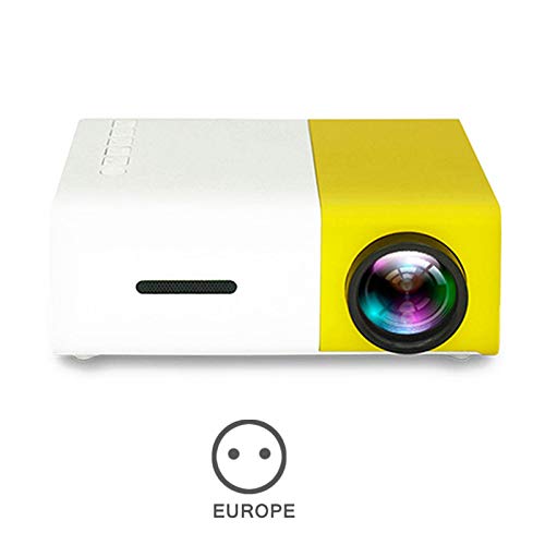 Ohyoulive Mini Projector - Portable Theater Home Office HD 1080P Yellow LED Home Office HD Mini Projector Multimedia for Children Present, Video TV Movie, Party Game, Outdoor Entertainment New
