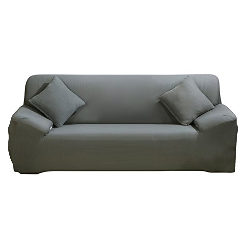 ele ELEOPTION Sofa Überwürfe Sofabezug Stretch elastische Sofahusse Sofa Abdeckung in Verschiedene Größe und Farbe Herstellergröße195-230cm (Grau, 3 Sitzer für Sofalänge 170-220cm)