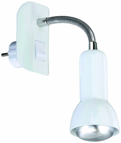 Steckerleuchte, Steckerlampe, Steckerspot, E14, 25 Watt, Flexarm, weiß