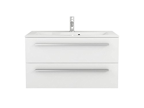Sieper Waschtischunterschrank Libato - Unterschrank verschiedene Breit - weiß oder anthrazit Hochglanz - Badmöbel Badezimmermöbel Waschtisch Unterschrank Badmöbel (90, weiß)