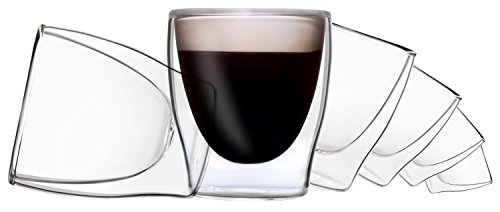 6x 80ml DUOS doppelwandige Gläser, Espressogläser, Thermogläser - Set mit Schwebe-Effekt, auch für türkischen Tee geeignet, DUOS by Feelino …