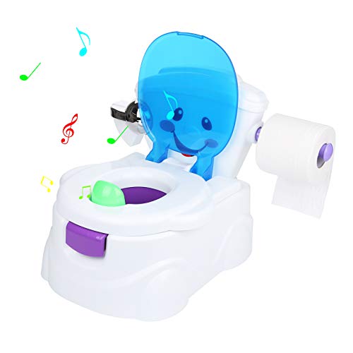 Multiware Kinder Süßes Toilettentrainer mit Fußbank, Kindertoilette Lerntöpfchen mit Musik für Mädchen und Jungen