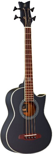 Ortega Guitars D-Walker-BK Akustikbass elektrifiziert schwarz mit Kurzmensur mit hochwertigem Gigbag Walker und Nylongurt