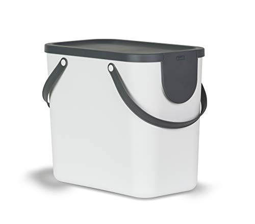 Rotho Albula Mülltrennungssystem für Küche / Mülleimer 25L / Kunststoff weiss/anthrazit 25 Liter