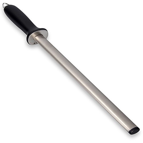 Navaris Diamant-Wetzstahl Wetzstab oval - 31 cm langer Schleifstab - Messerschleifer für verschiedene Messer Stahl - Messerschärfer schwarz