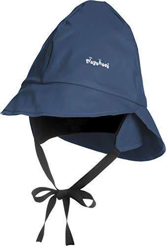 Playshoes Baby Regen-Mütze, wind- und wasserdichte Unisex-Mütze für Jungen und Mädchen mit Fleecefutter, mit Playshoes-Motiv, Blau (11 marine ), 51 cm