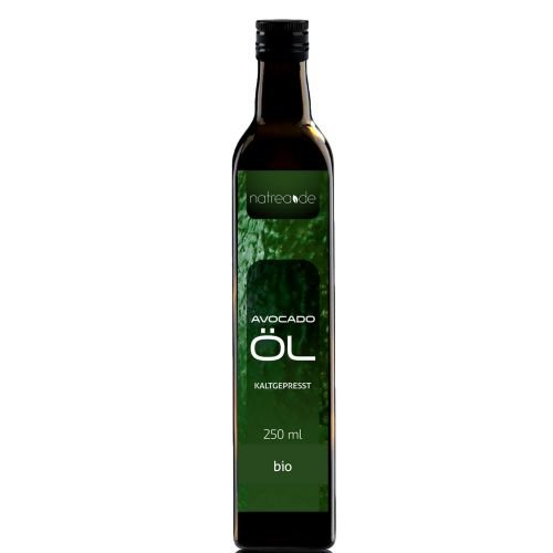 Natrea Avocadoöl | kaltgepresst  100% reines BIO-Öl  in 250 ml Lichtschutzflasche (1 x 0,25 l)
