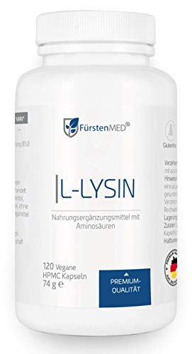 FürstenMED L-Lysin Kapseln - 1500mg L Lysine Hochdosiert - 120 Kapseln aus Deutschland - Vegan und Ohne Zusatzstoffe