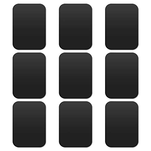 MOSUO 9 Stück Metallplatte Metallplättchen Selbstklebend Set (9 Rechteck) mit 3M Kleber für Magnet kfz Handyhalter fürs Auto Sehr Dünn Metallplatten für Handy und Tablet, Schwarz