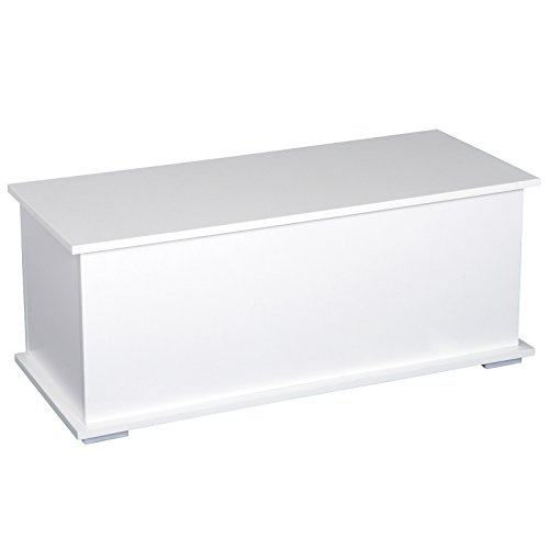 HOMCOM Truhe Aufbewahrungsbox Holzkiste mit klappbarem Deckel Spanplatte Weiß 100 x 40 x 40cm