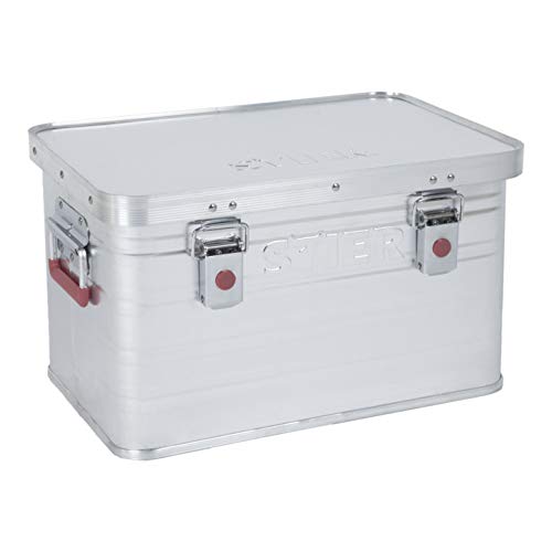 STIER Alubox, Aluminium-Kiste 30L, Staub- und spritzwasserresistent, Gummidichtung, 2 Klapphandgriffe, Transportkiste