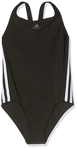 adidas Mädchen Athly 3-Streifen Badeanzug, Black/White, 152