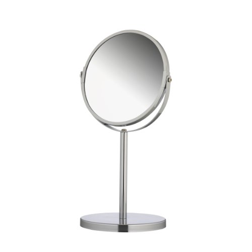 axentia Vergrößerungs-Tischspiegel in Silber, rostfreier Kosmetikspiegel verchromt, robuster Badezimmerspiegel mit 3- und 1-facher Vergrößerung, Rasierspiegel rund im Durchschnitt ca. 17 cm