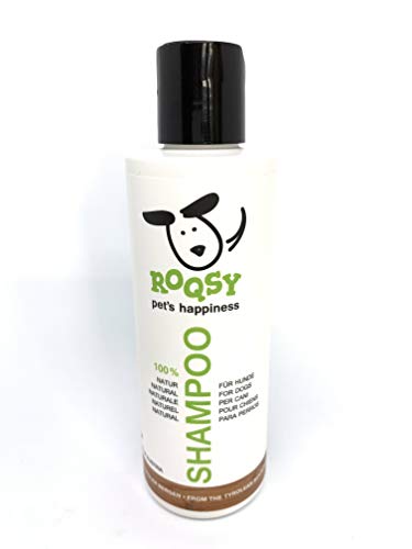 ROQSY Natur Hundeshampoo vegan Naturshampoo für Hunde Aller Rassen, Größen und Fellfarben; auch für Welpen und Sensible Haut 200ml