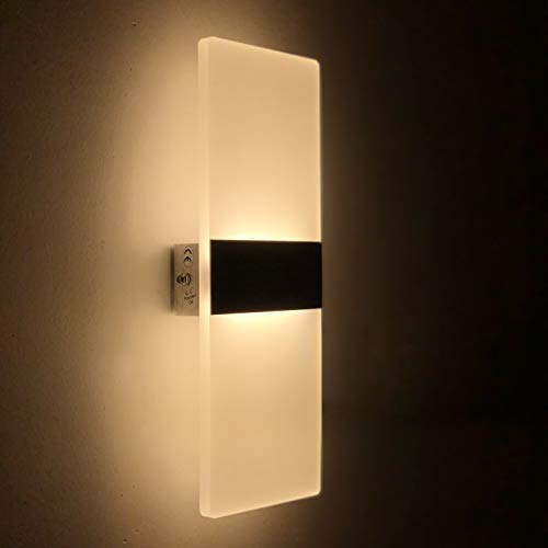 Wandleuchte LED Innen 12W Wandlampe Acryl Wandbeleuchtung Modern für Wohnzimmer Schlafzimmer Treppenhaus Flur | Warmweiß