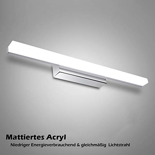 12W LED Spiegelleuchte Badleuchte - 50cm 6000K Weißlicht Edelstahl Spiegellampe für Badezimmer Schminklichte Schrankleuchte [Energieeffizienzklasse A ++]